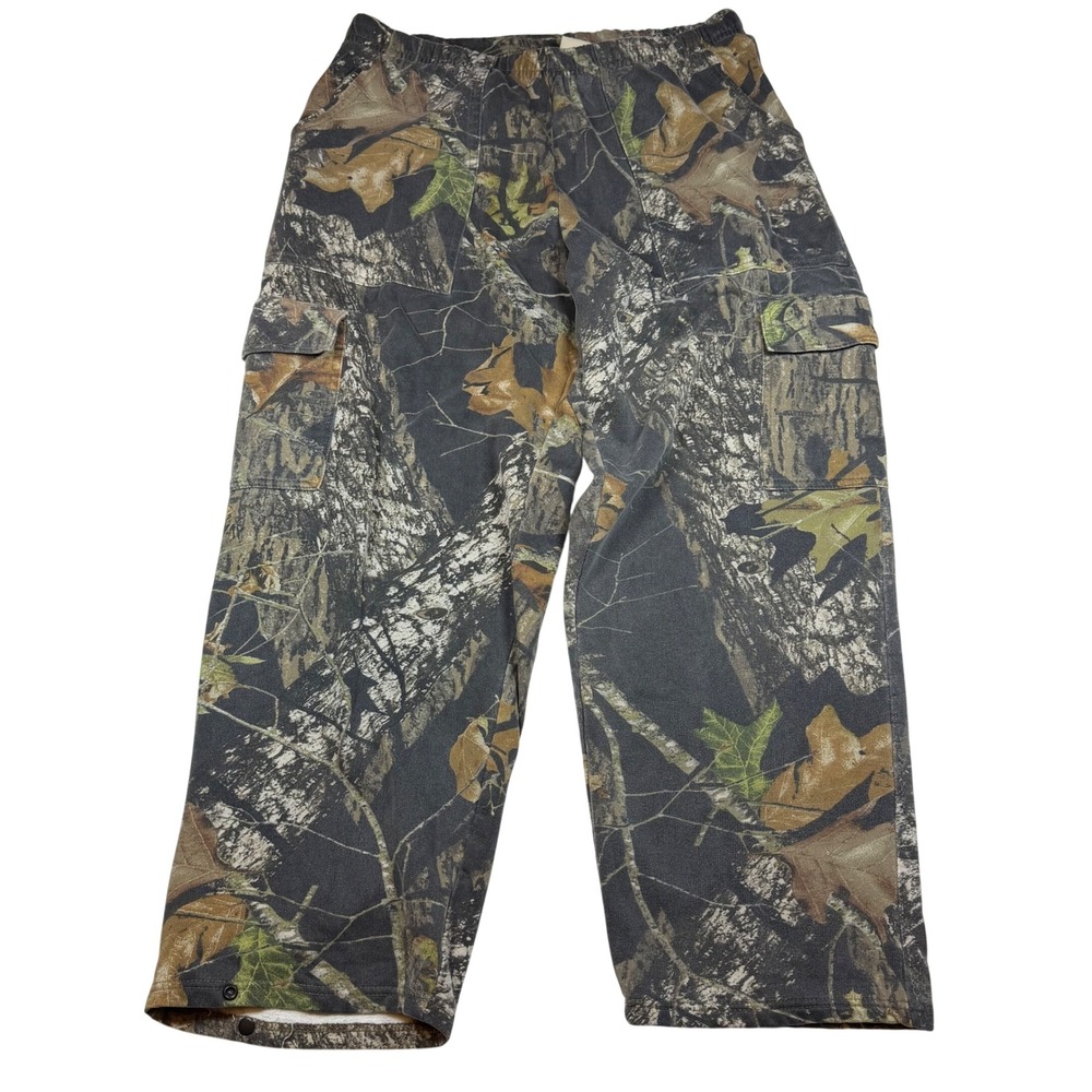 Mossy Oak Apparel Woodstalker Cargo‎ Pants Mens XL Camo Fleece Lined 4518 GUC